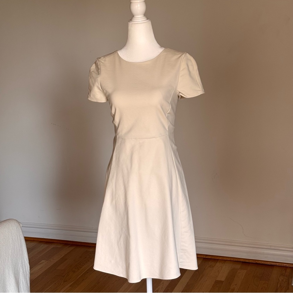Emporio Armani Bateau Neckline Cream Mini Dress